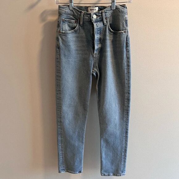 Agolde Riley High Rise Straight Crop Button Fly Jeans in Shiver Size 24 - Picture 1 of 10
